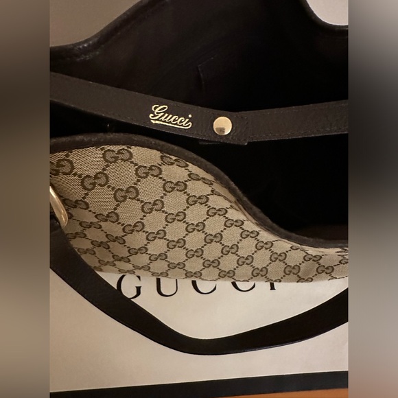 GUCCI Monogram Medium Abbey Shoulder Hobo Bag Dark Brown - Picture 5 of 10